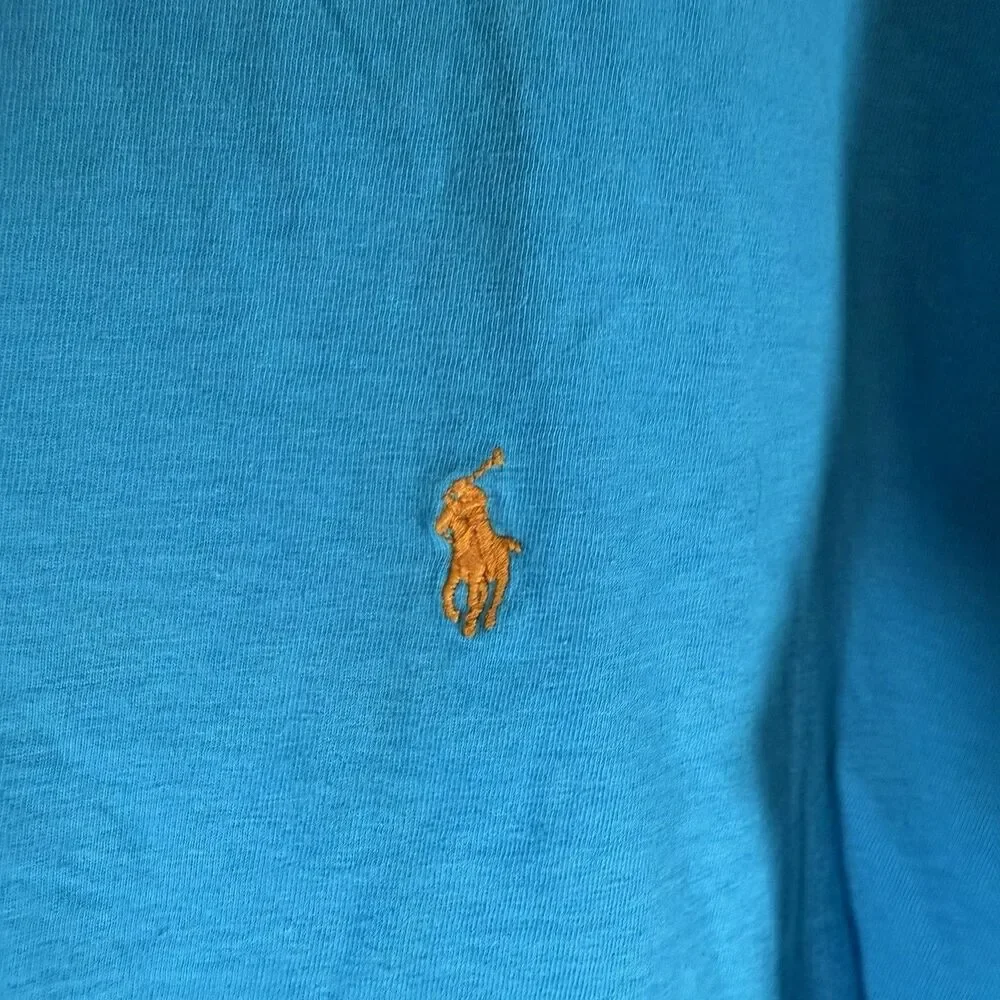 Polo Ralph Lauren Shirt Women's Large Blue Short Sleeve Crew Neck 100% Cotton - Picture 7 of 10